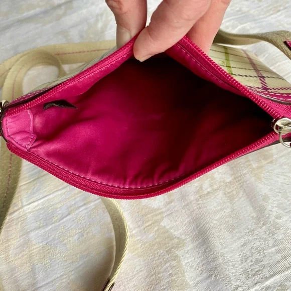 Coach Heritage Tattersall Pink Plaid Crossbody Bag - Picture 8 of 16